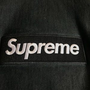 FW14 Supreme Black On Black Box Logo Hoodie